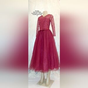 Boutique Red Lace & Tulle Evening Gown- Coquette Style Dress S